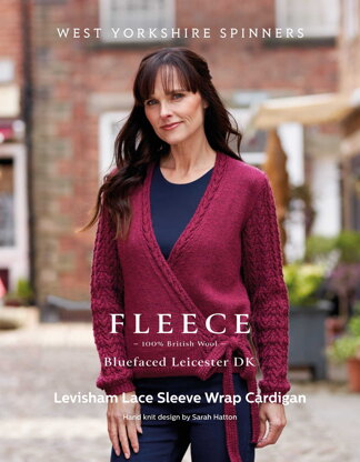 Levisham Lace Sleeve Wrap Cardigan in West Yorkshire Spinners Bluefaced Leicester DK - DBP0180 - Downloadable PDF 