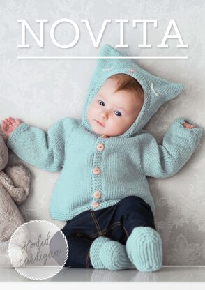 Hooded Baby Cardigan in Novita Baby Wool  - 34 - Downloadable PDF