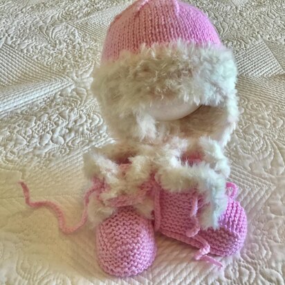 Baby Faux Fur Hat And Booties