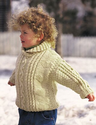 Cables and Hearts Child's Pullover in Patons Classic Wool Worsted
