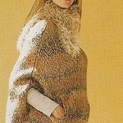 Poncho with Fur Collar in Lion Brand Homespun and Fun Fur - 30245