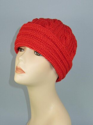 Rib Cuff Cable Beanie Hat