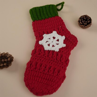 Red Socks With Decorative Snowflake Crochet Ornament