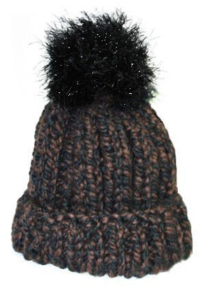 Sparkling Pom-Pom Ski / Toboggan Hat in Lion Brand Wool-Ease Thick & Quick - 50854