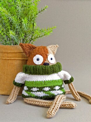 Paul the Cat with a Sweater - Toy Knitting Pattern