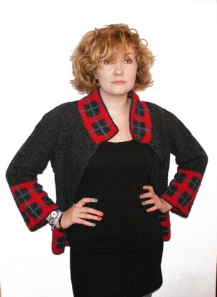 Crochet Jacket with Tartan Borders