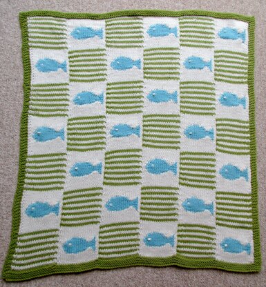 Fish and Stripes Cot Balnket