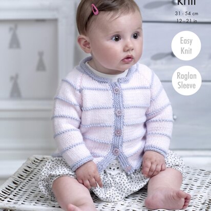 Raglan Cardigans in King Cole Baby DK - 5214 - Downloadable PDF