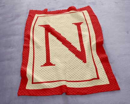 Christmas C2C Crochet Pattern Initial Letter N Blanket Baby Shower Stroller Name Throw