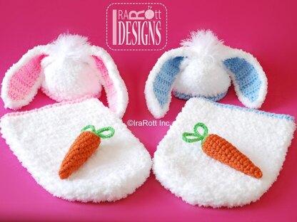 Bunny Rabbit Baby Hat with Carrot and Cocoon Set