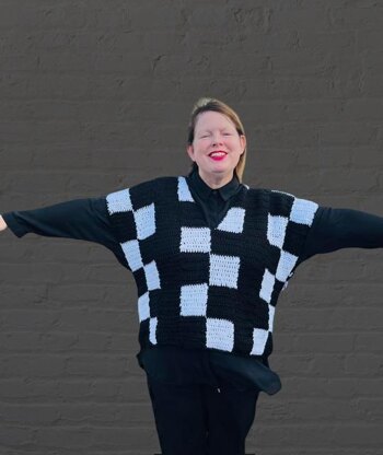 Wednesday Checkerboard Crochet Vest