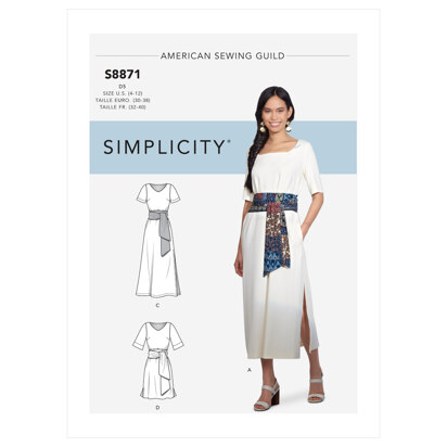 Simplicity S8871 Misses / Petite Wrap Tie Dress - Sewing Pattern