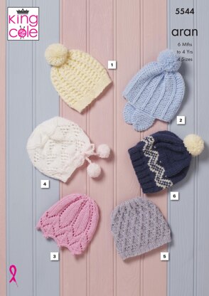 Hats in King Cole Comfort Aran - 5544 - Downloadable PDF