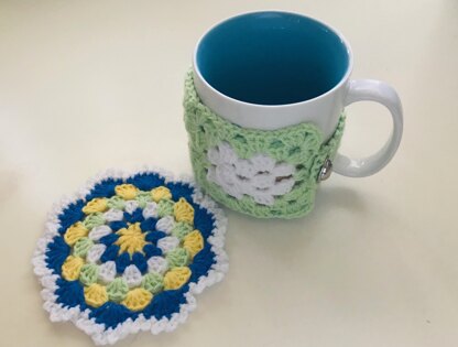 Crochet Granny Square Coaster and Mug Cozy