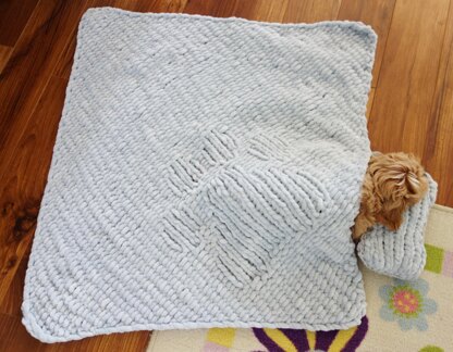 Paw Print Dog Blanket and Pillow