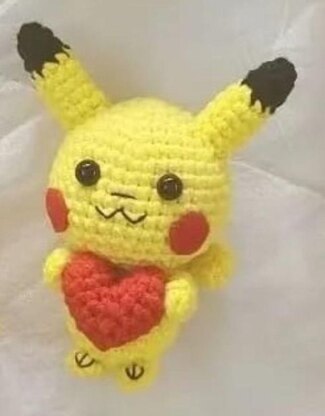 Cuty PikaPika Amigurumi with Heart/ Ball Pendant Crochet Pattern