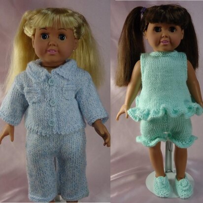 Pajama Party!,  Knitting Patterns fit American Girl and other 18-Inch Dolls