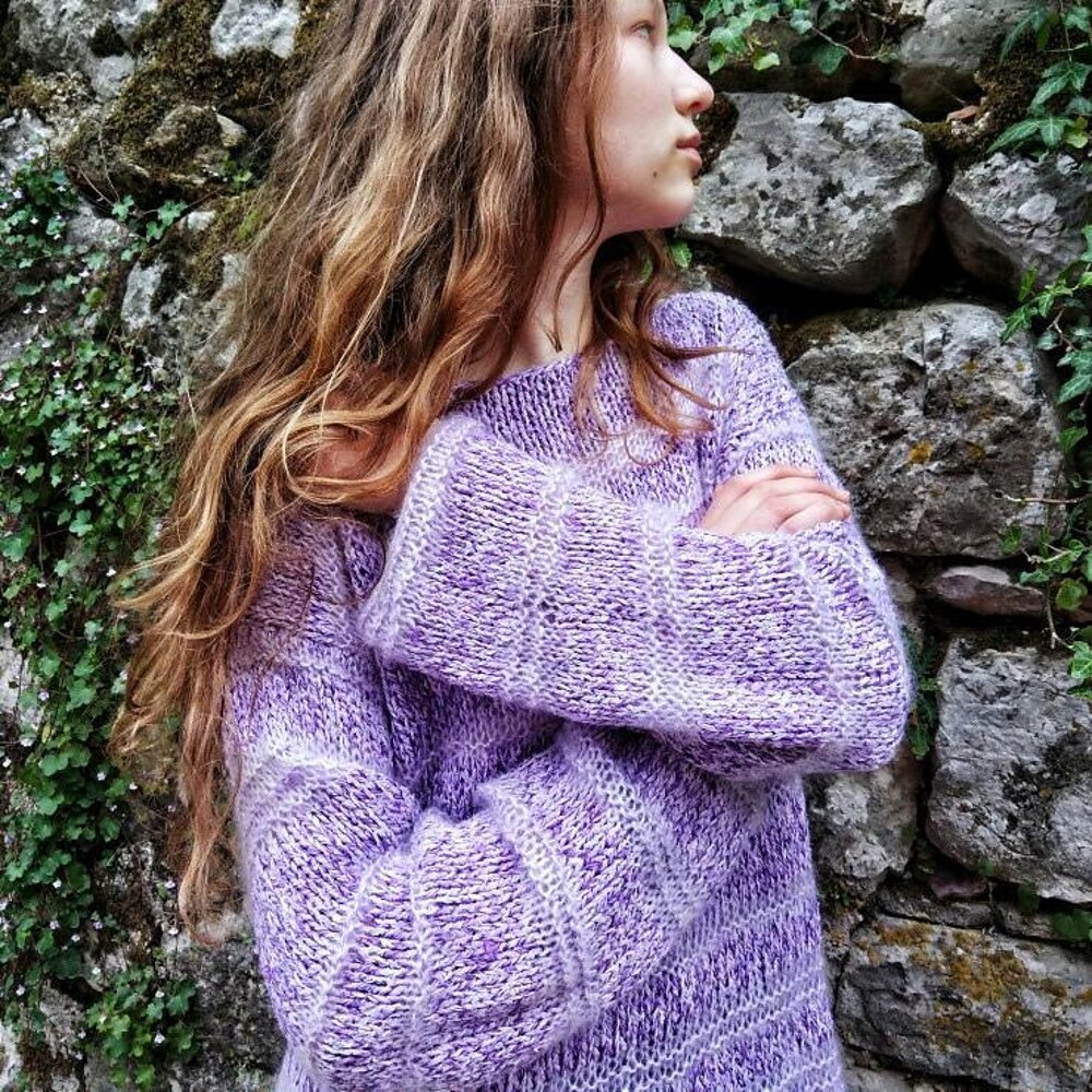 Lavender Boho Ladies Sweater Knitting pattern by Yana Smolina