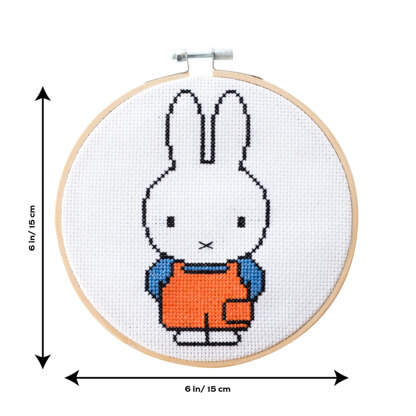 Cotton Clara Miffy Dungaree Cross-Stitch Kits - Orange + Blue Cross Stitch Kit - 15cm