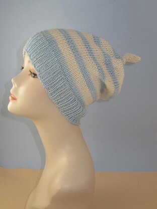 Simple Stripe Topknot Slouch hat