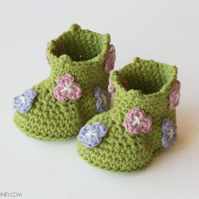 Field Of Flowers Baby Booties