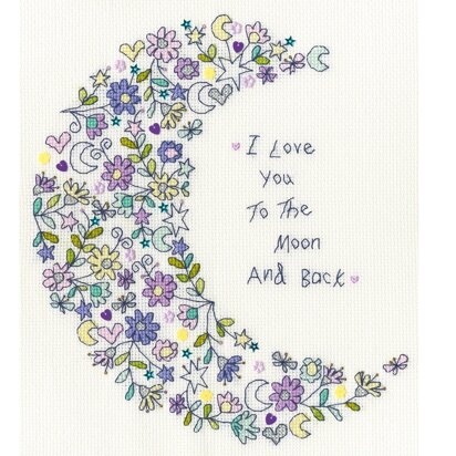 Bothy Threads Love You To The Moon Cross Stitch Kit - 21 x 24cm