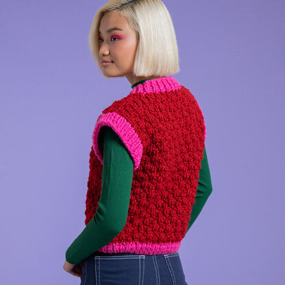 Living Your Best Vest - Free Tank Top Knitting Pattern for Women in Paintbox Yarns Wool Blend Super Chunky