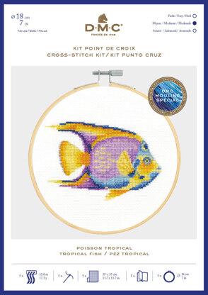 DMC Tropical Fish Cross Stitch Kit (with 7in hoop) - 7in