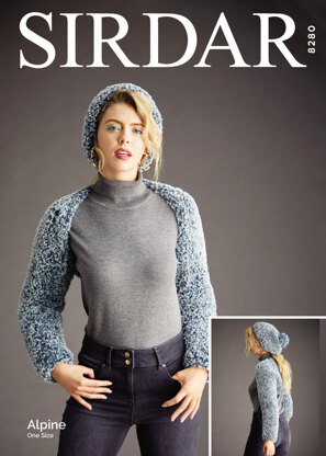 Sleeve Shrug and Pull-On Hat in Sirdar Alpine - 8280 - Downloadable PDF