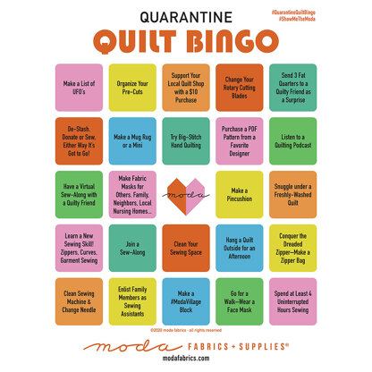 Moda Fabrics Quarantine Quilt Bingo - Downloadable PDF