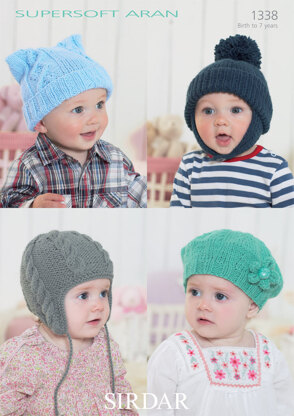 Helmets and Hats in Sirdar Supersoft Aran - 1338 - Downloadable PDF
