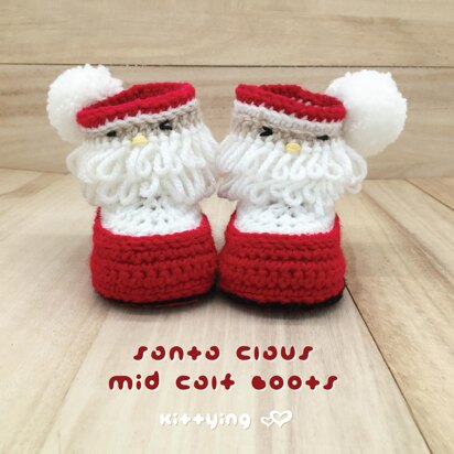 Santa Booties Crochet Pattern by Kittying