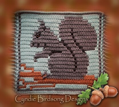 Woodland Mosaic Crochet Square - Squeaks Squirrel