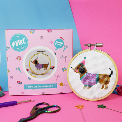 The Make Arcade Sausage Dog Cross Stitch Kit - 3 Inch