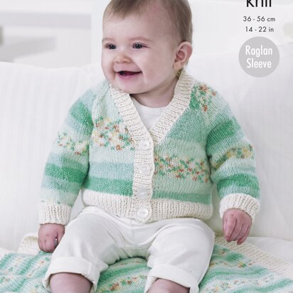 Raglan Cardigans & Blanket in King Cole Drifter For Baby DK - 4489 - Downloadable PDF