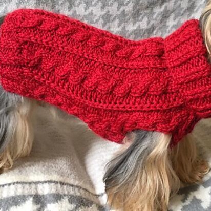 Red Wine Cabled Dog Sweater