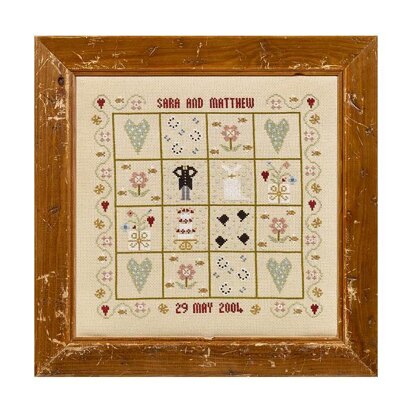 Historical Sampler Company Four Hearts Wedding - Downloadable PDF