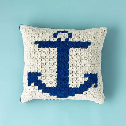 "Coastline Cushion" - Free Cushion Crochet Pattern For Home in Paintbox Yarns Wool Mix Aran