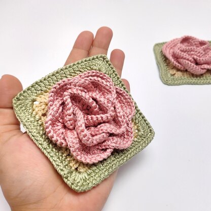 3D Rose Flower Granny Square