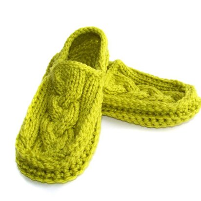 Cabled Slippers, Knit Crochet Slippers - knitting pattern