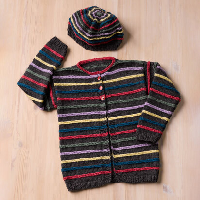 #1318 Perseus - Cardigan and Hat Set Knitting Pattern for Kids in Valley Yarns Haydenville DK by Valley Yarns