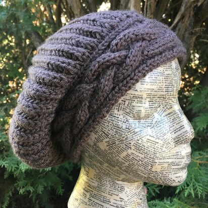 Cable Brim Slouch Hat