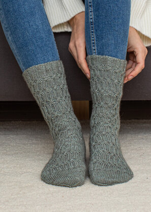 Socks with Cable-Rip Pattern in Regia 4-Ply Countrylife Color