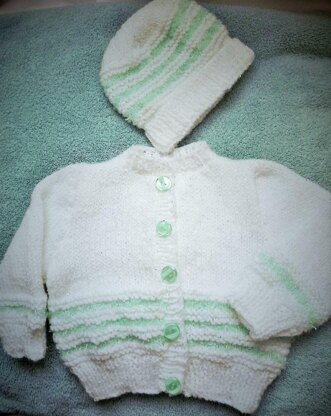 Baby cardigan with matching Beanie hat