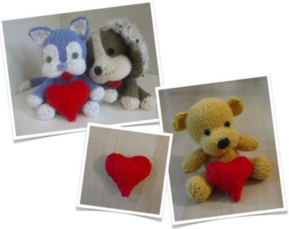 Valentine’s Day Trio - Cat, Dog and Bear