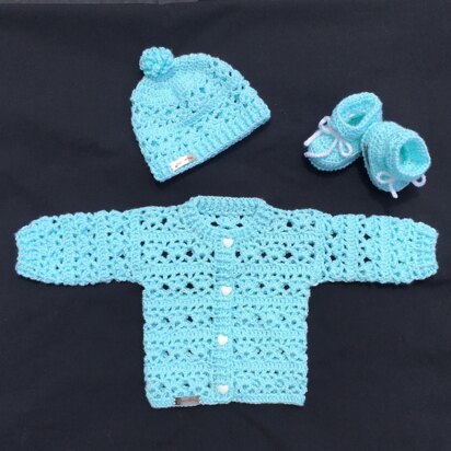 Bonnie Baby Cardigan Hat and Booties Set