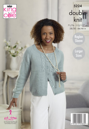 Sweater & Cardigan Larger Sizes in King Cole Majestic DK - 5224 - Leaflet