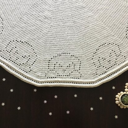 Puppy Dog Round Filet Crochet Blanket N 374