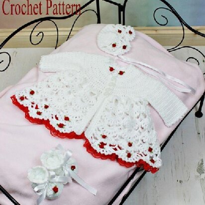 Crochet Pattern baby jacket, hat & booties, UK & USA Terms #280