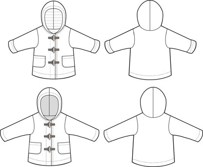 Poppy & Jazz Walnut Duffle Coat  - Paper Pattern, Size 18 months - 6 years